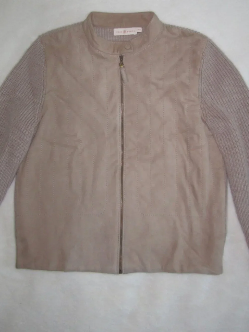 TORY BURCH Suede Front Merino Wool Cardigan Sweater Jacket Women's Medium